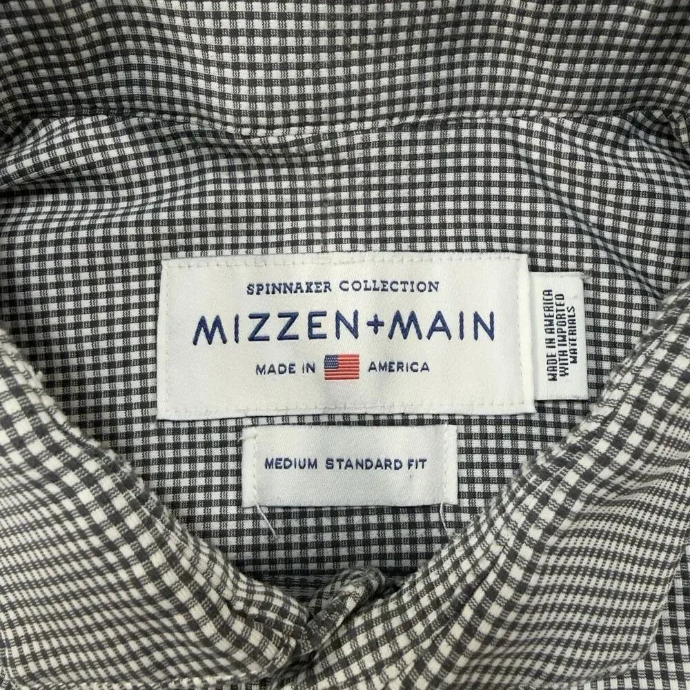 Mizzen + Main Medium Spinnaker Button Front Micro Check Performance Shirt Preppy